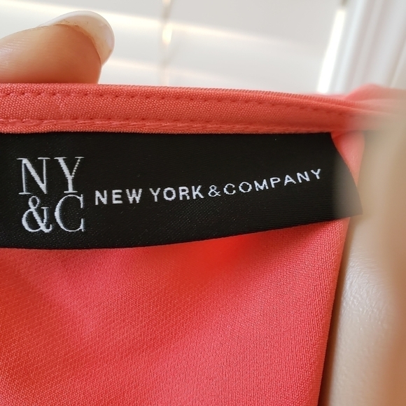 NEW YORK & CO. Peach Sleeveless Open Front Belted Dress - Picture 11 of 12